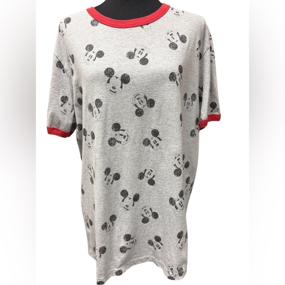 Disney Mickey Mouse Nostalgic Gray and Red Women Casual Comfort T-Shirt Size L